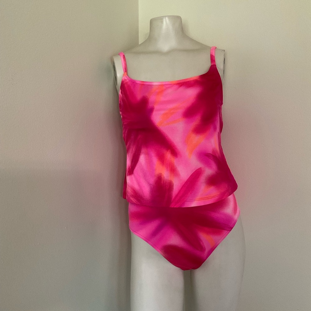 Vintage Pink Tie Dye Tankini Swimsuit 8